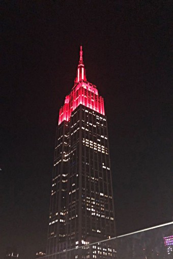 New York's iconic Empire State Building was lit up red to mark Red Nose Day